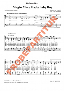 Virgin Mary Had A Baby Boy (Chorpartitur GCh a cappella)