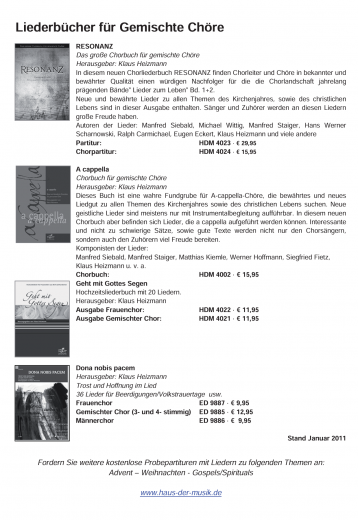 Probepartituren Passion Ostern (GCh)