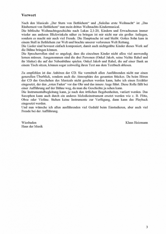 Das Räubernest von Bethlehem - (Partitur)