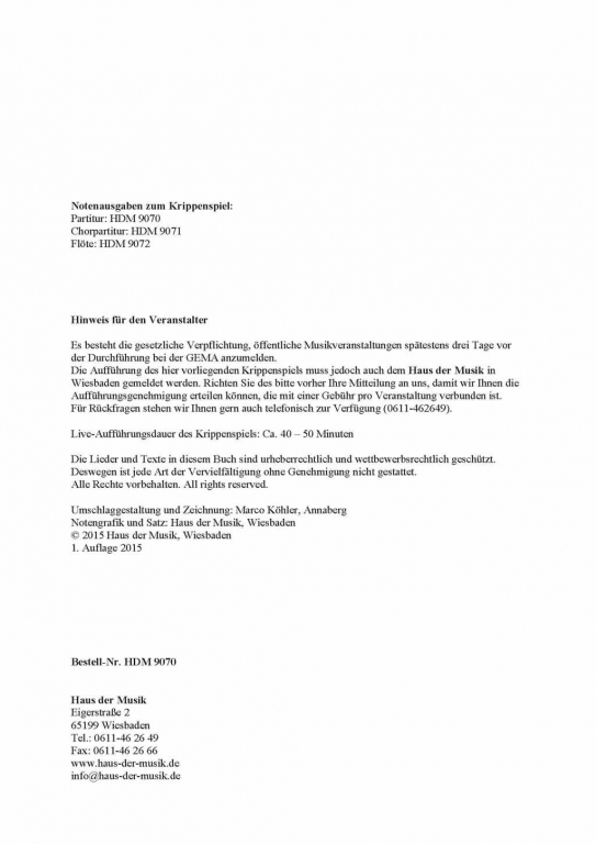 Das Geheimnis der Heiligen Nacht -(1- Partitur)