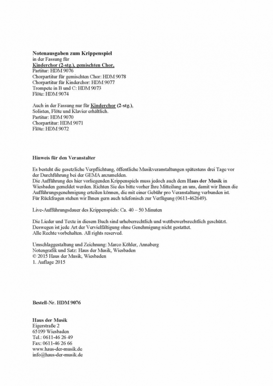 Das Geheimnis der Heiligen Nacht - (2- Partitur)