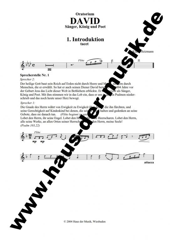 David - König, Sänger und Poet - (Chorpartitur)