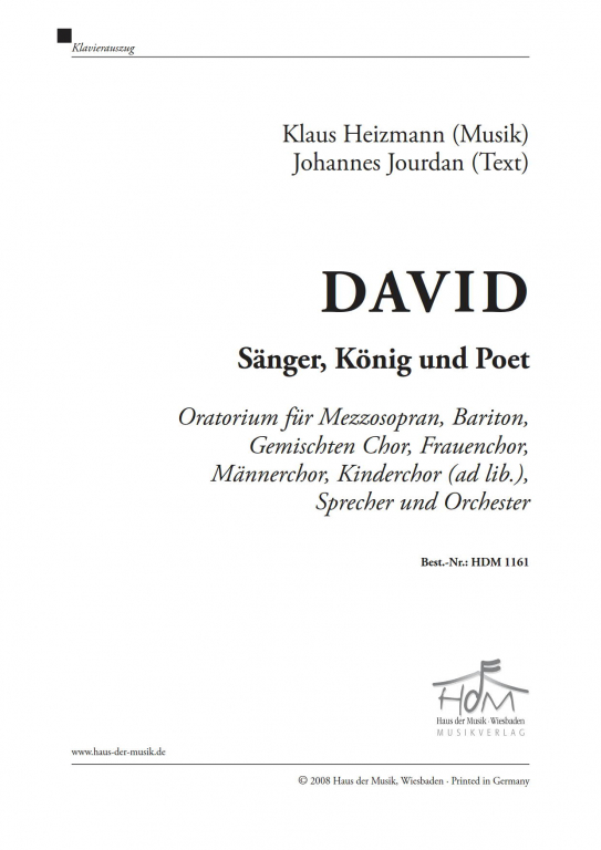 David - König, Sänger und Poet-(Klavierauszug)