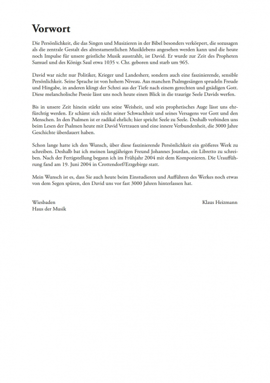 David - König, Sänger und Poet-(Klavierauszug)
