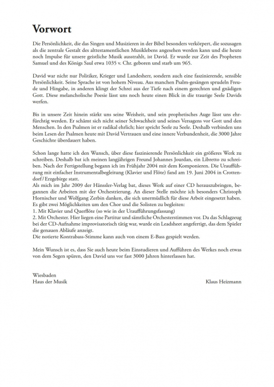 David - König, Sänger und Poet - (Partitur)