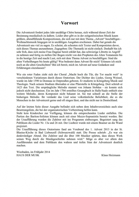 Macht hoch die Tür - (Chorpartitur)