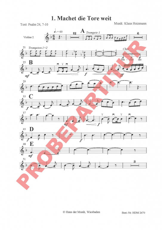 Macht hoch die Tür - (Violine 2)