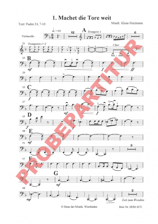 Macht hoch die Tür - (Violoncello)