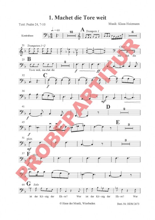 Macht hoch die Tür - (Kontrabass)