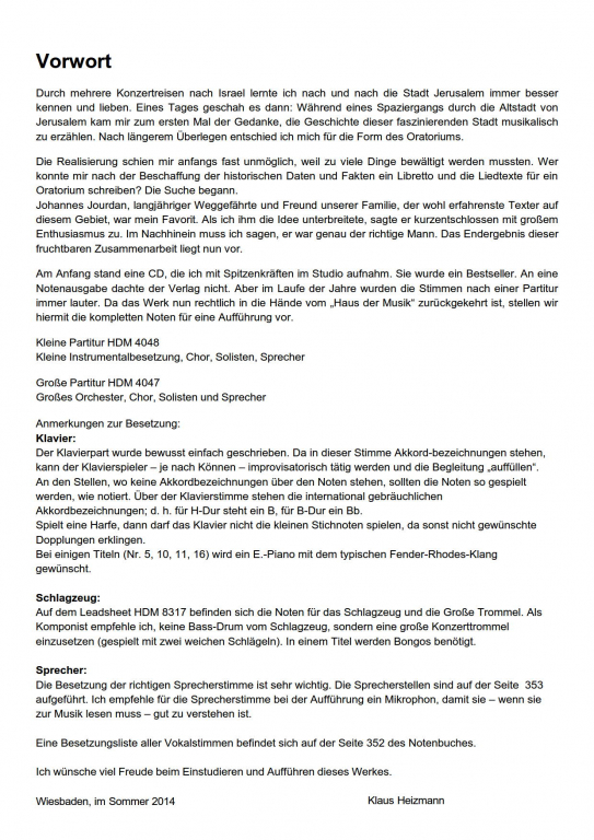 Jerusalem Schalom - (Orchesterpartitur)