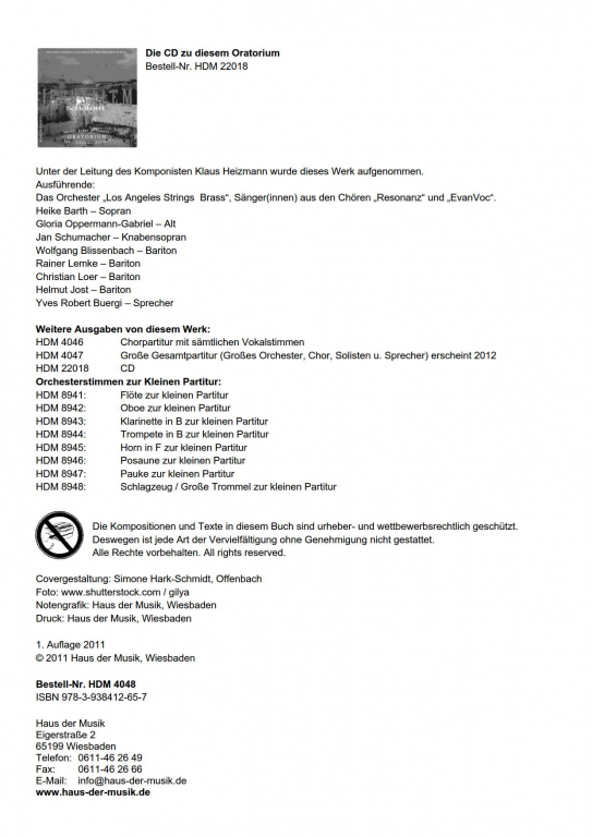 Jerusalem Schalom - (Kleine Partitur)