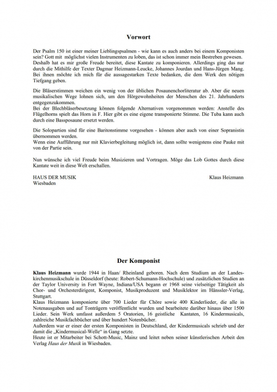 Alles, was atmen kann - Partitur