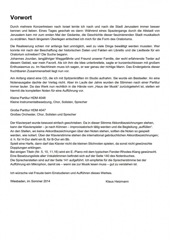 Jerusalem Schalom - (Klavierauszug)