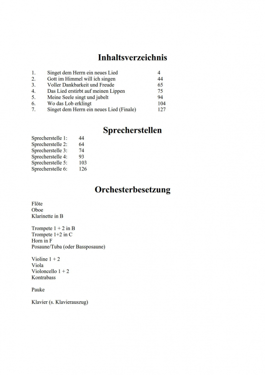 Singet dem Herrn Orchesterpartitur