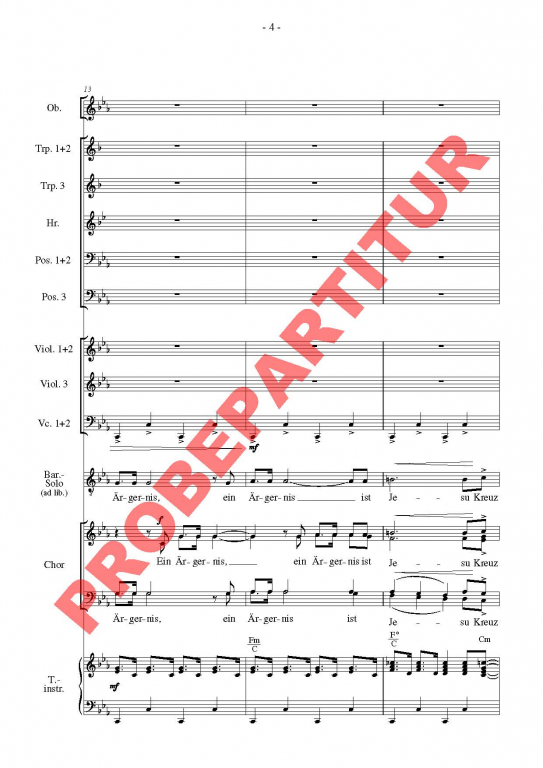 Ein Ärgernis ist Jesu Kreuz (Orchesterpartitur)