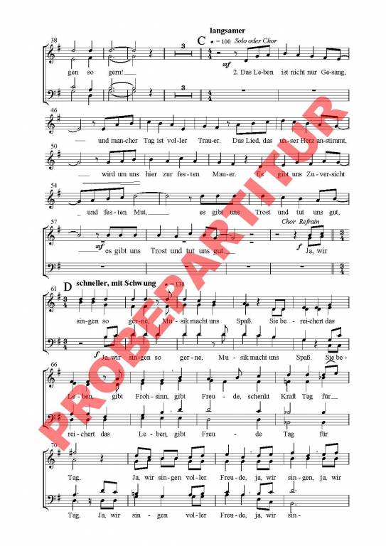 Was wär´das Leben ohne Lied GCh Chorpartitur