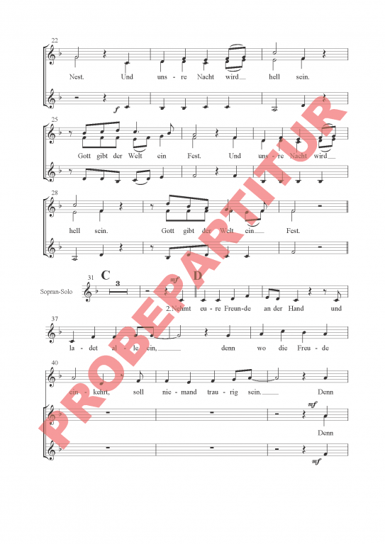 Kommt mit zum Stall von Bethlehem - Einzelnotenausgabe Chorpartitur Frauenchor