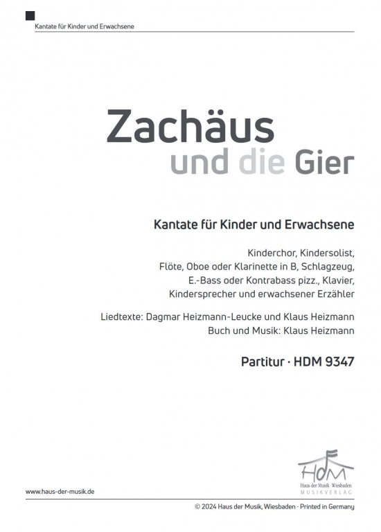 Zachäus und die Gier Chorpartitur