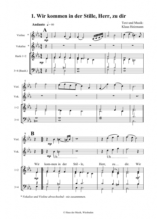 Lieder der Stille Veeh-Harfe - Partiturausgabe