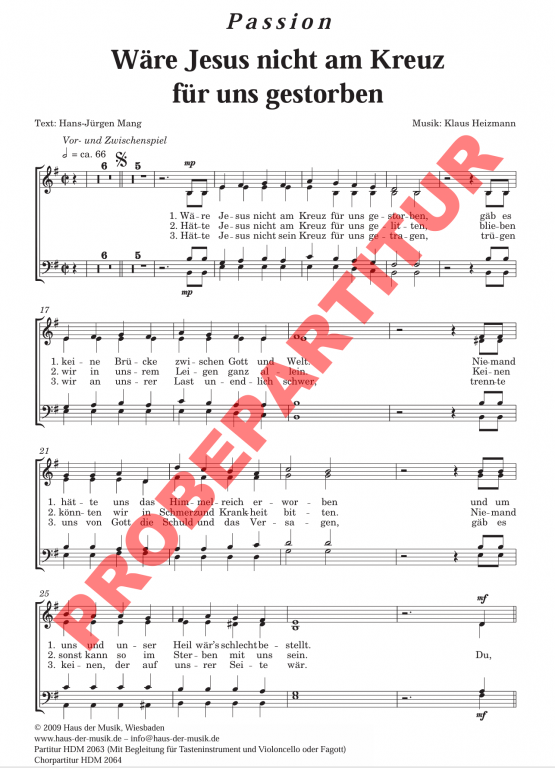Probepartituren Passion Ostern (GCh)