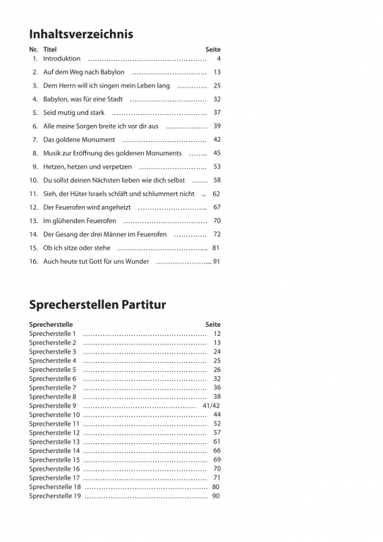 Die drei Männer im Feuerofen Partitur