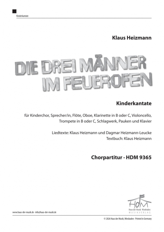 Die drei Männer im Feuerofen Chorpartitur
